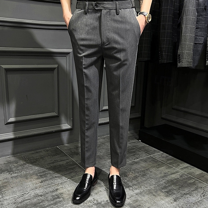 Pánské Oblekové Kalhoty Kalhoty chinos Knoflíky Kapsy Pevná barva Pohodlné Po kotníky Formální Párty Práce Módní Klasický styl Černá Khaki Lehce elastické 2025 - $26.99 –P6