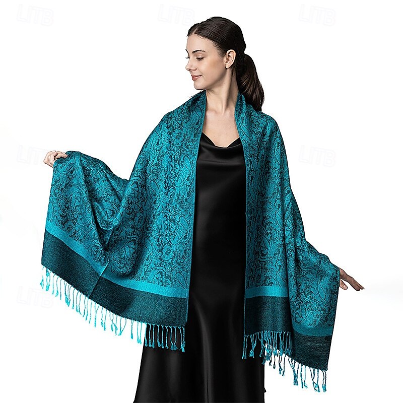 Écharpe châle pashmina en cachemire soyeux Vimate - Écharpe pashmina jacquard double face douce pour femme pour robe de soirée châle de voyage de 2025 ? $26.99 –P38