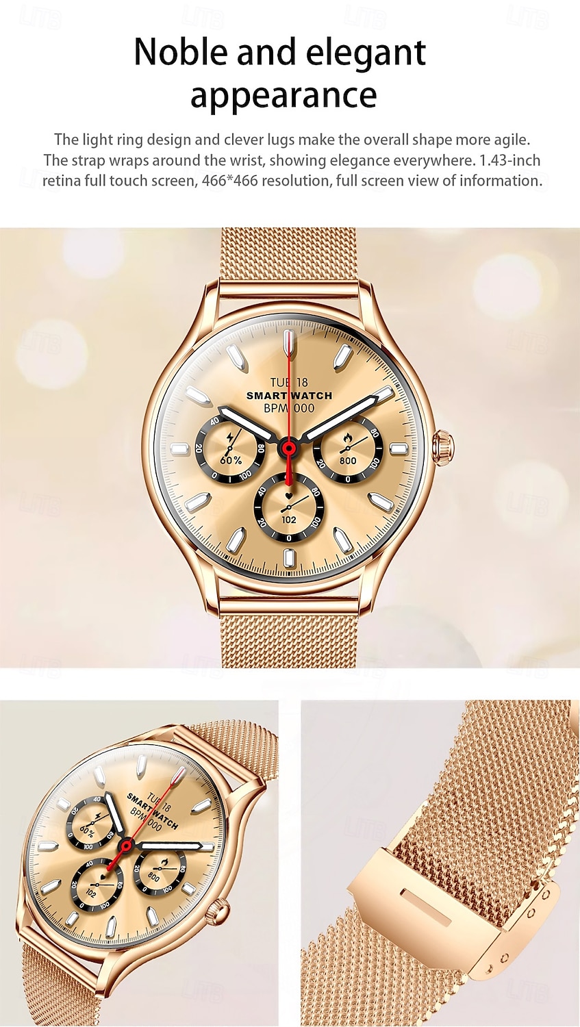 696 QS36 Reloj inteligente 1.43 pulgada Smartwatch Reloj elegante Bluetooth ECG + PPG Podómetro Recordatorio de Llamadas Compatible con Android iOS Mujer Hombre Impermeable Control de Medios 2025 - $55.99 –P3