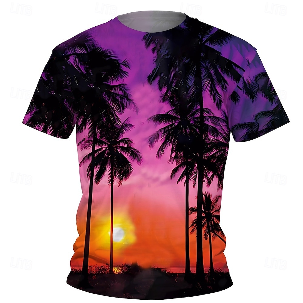 Pojkar 3D Grafisk Kokosnötsträd T-shirt Kortärmad Sommar Vår Mode Grundläggande Barn 4-12 år Rund hals Utomhus Ledigt Dagligen Normal 2025 - $11.99 –P1