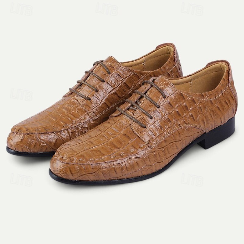 Per uomo Oxfords Motivo Coccodrillo Pelle PU Traspirante Confortevole Antiscivolo Allacciatura Marrone chiaro Nero Autunno Inverno del 2025 a $59.99 –P2