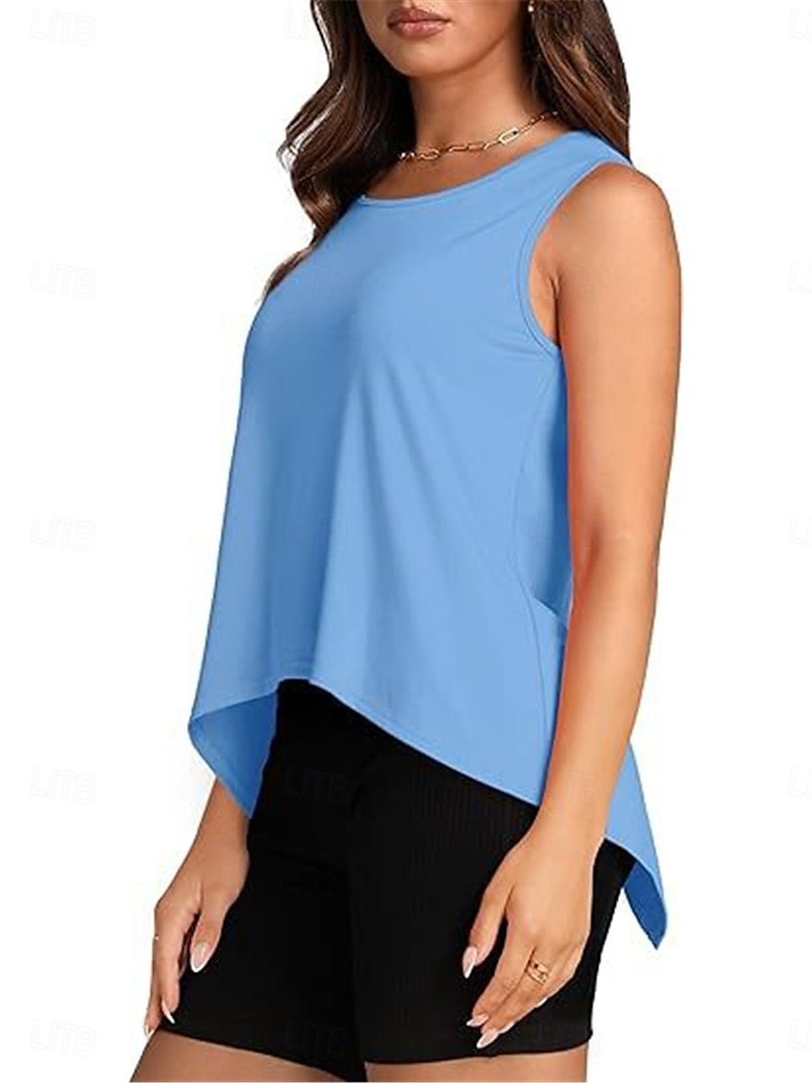 Dames Camisole Tanktop Effen Kleur Dagelijks Casual Mouwloze Crew Neck Regular Tops Dagelijks Print Khaki Lichtblauw Zomer 2025 - $21.99 –P3