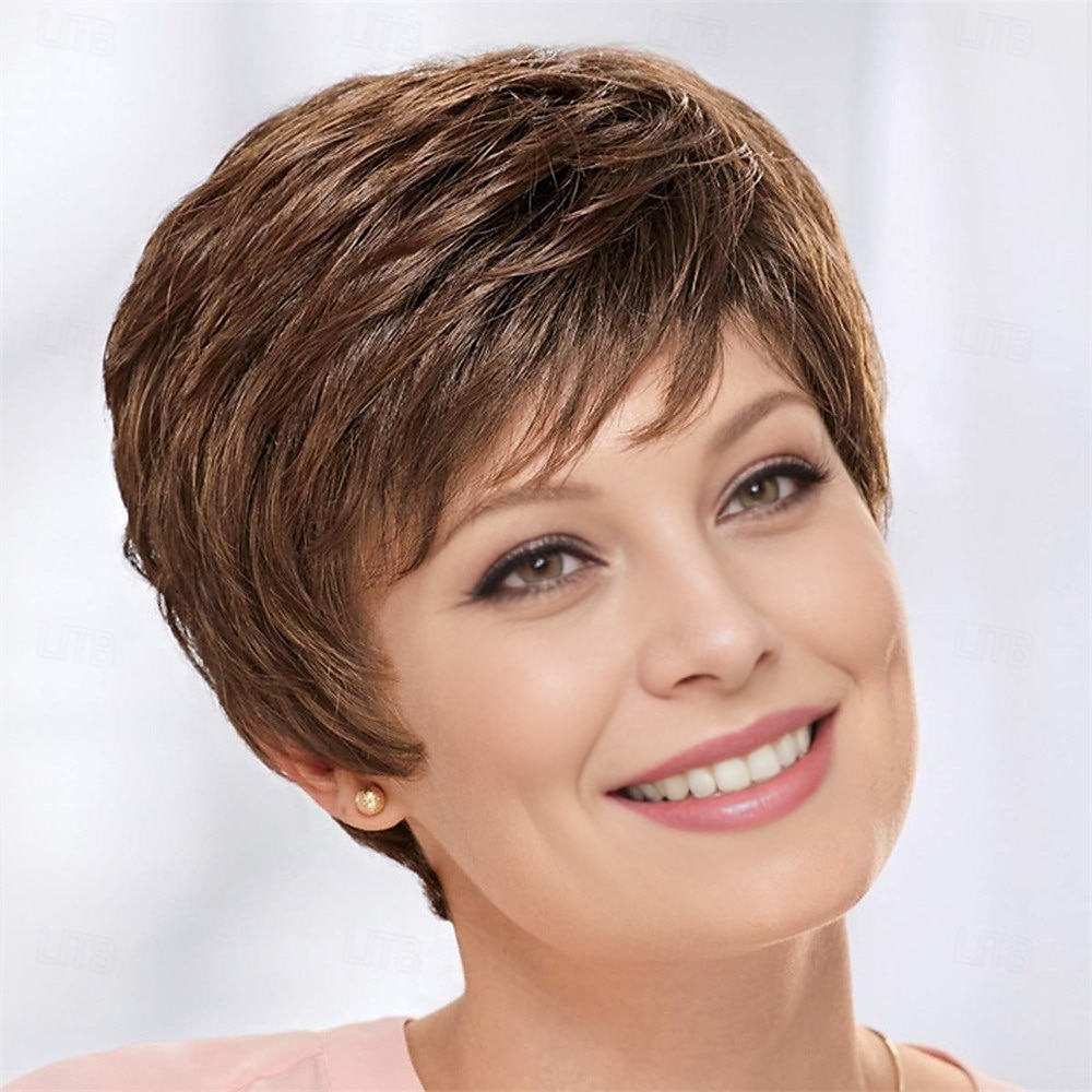 Casey Whisperlite wig curto ultra-chic peruca pixie com camadas retas / tons multi-tonais de loiro prateado marrom e vermelho de 2025 por $24.99 –P5