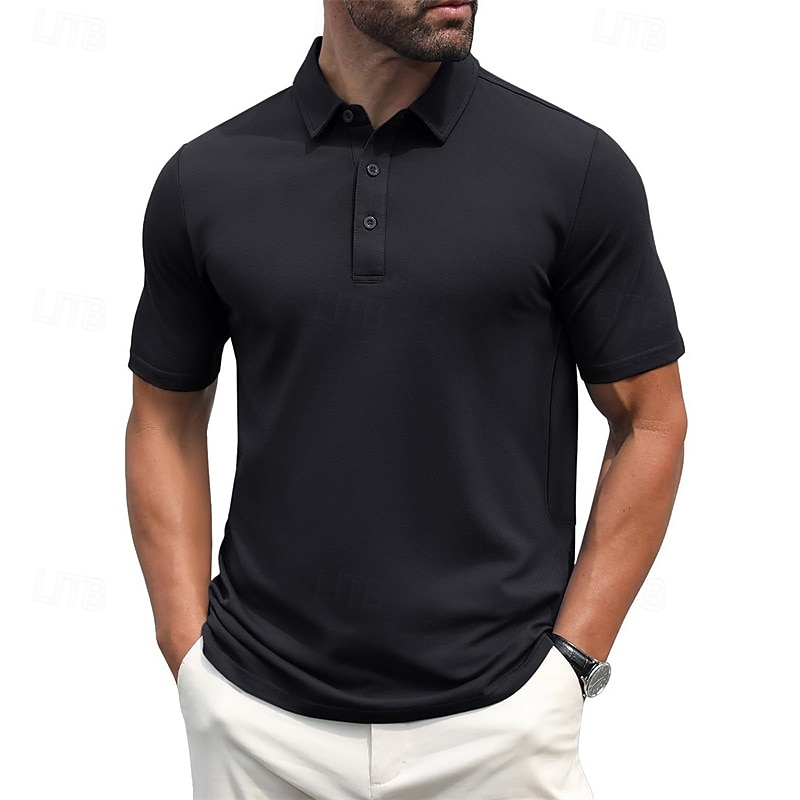 Herren Golfhemd Golf Poloshirts Arbeit Casual Kargen Kurzarm Basic Modern Glatt Knopf Frühling Sommer Regular Fit Hellgelb Wein Pfauenblau Dunkelgrau Schwarz Weiß Golfhemd 2025 - $17.99 –P20