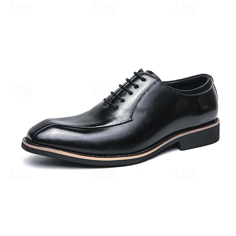 chaussures habillées à lacets en similicuir marron classiques pour hommes – chaussures formelles élégantes pour les affaires et les occasions spéciales de 2025 ? $46.99 –P1