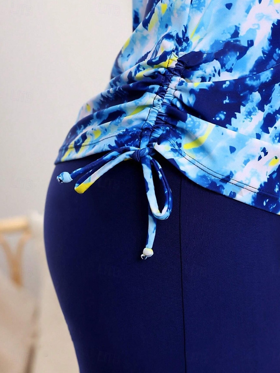 Dam Badkläder Bikini 2 st Pojkeben Baddräkt Öppen rygg Smal Semester Standkläder Blommig U-hals Ärmlös Baddräkter 2025 - $23.99 –P4