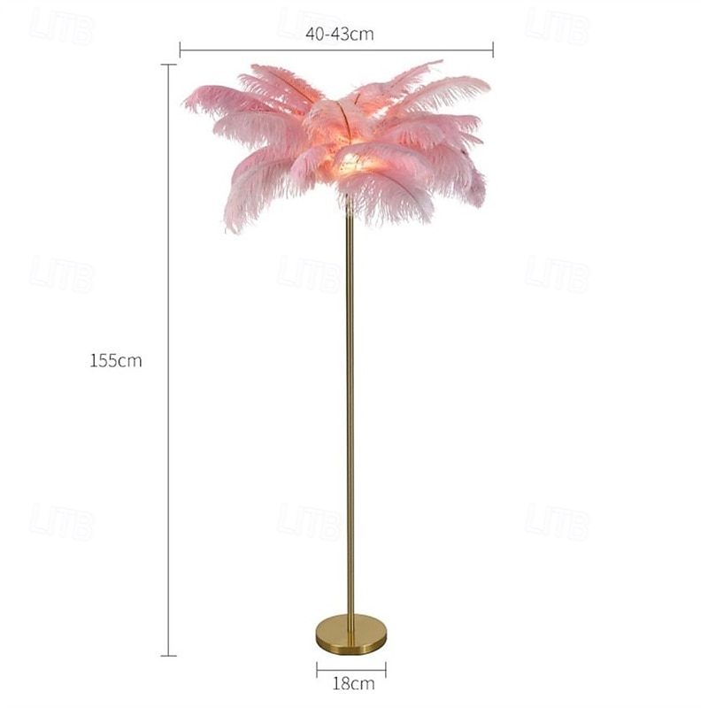 veer vloerlamp veer led vloerlamp ijzer kunst creatief noords slaapkamer badkamer woonkamer bruiloft studeerkamer vloerlamp vloerlamp huisdecoratie met ronde metalen voet 2025 - $265.59 –P8