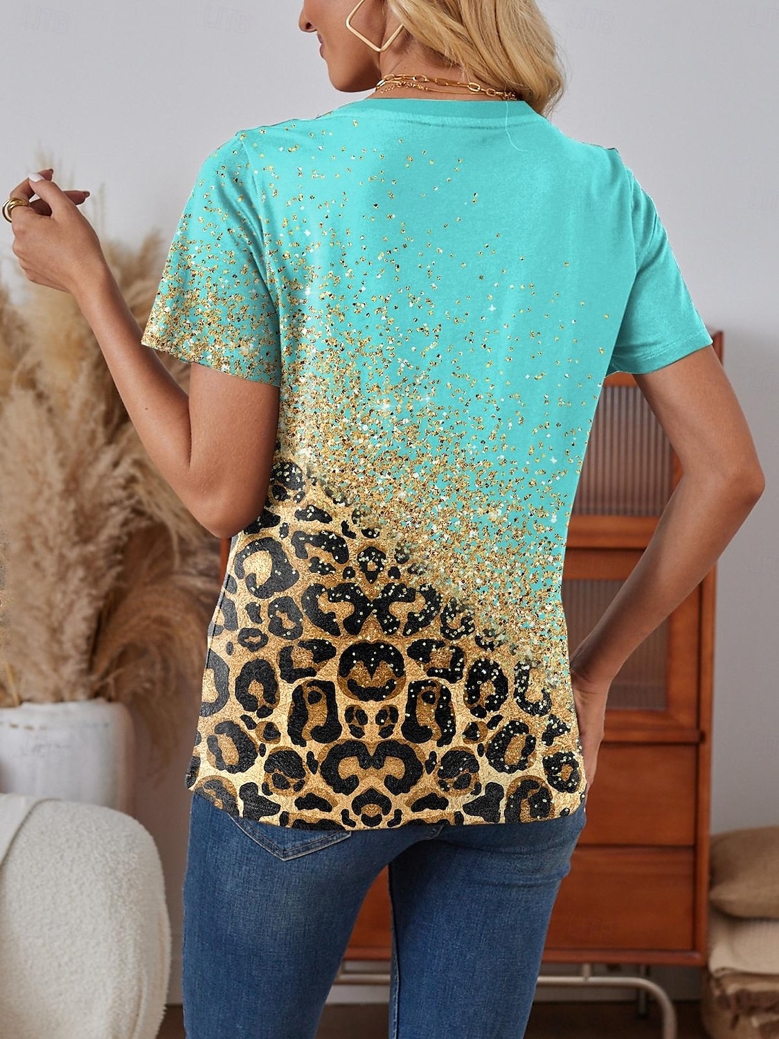 Femme T shirt Chat Lettre Décontractées Manche Courte Col Rond Hauts réguliers du quotidien Imprimer Rose Claire Vert Eté de 2025 ? $19.99 –P2