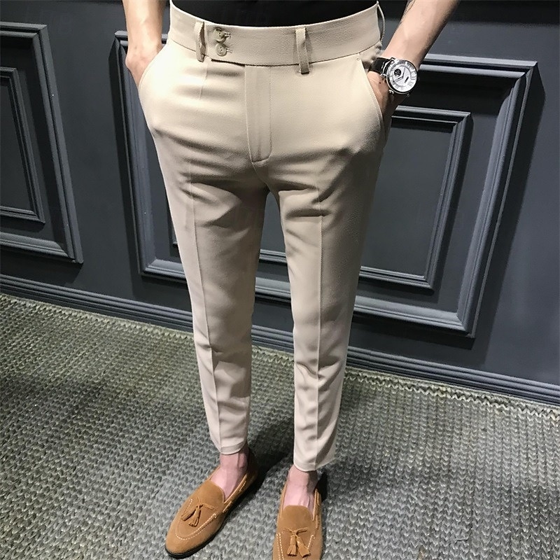 Homens Graduação Social Calças chinês Botões Bolsos Tecido Conforto Formal Festa Trabalho Moda Estilo Clássico Preto Branco Micro-Elástica de 2025 por $23.99 –P1