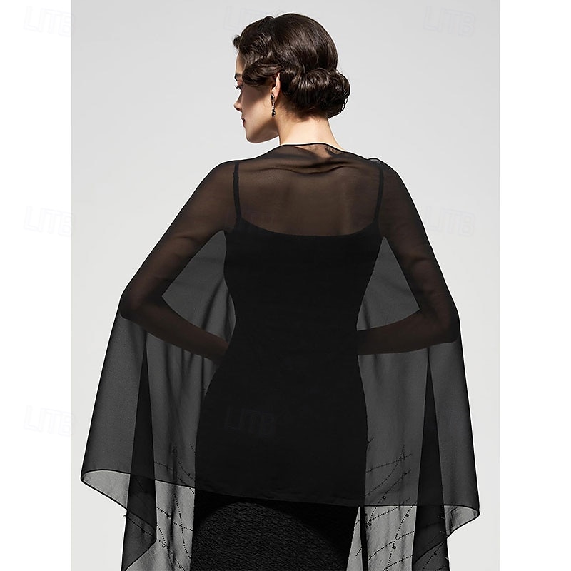 yessa scialli e mantelle con strass da donna per abiti da sera, scialli e mantelle in chiffon con paillettes per matrimoni, scialle e sciarpa formali del 2025 a $24.99 –P6