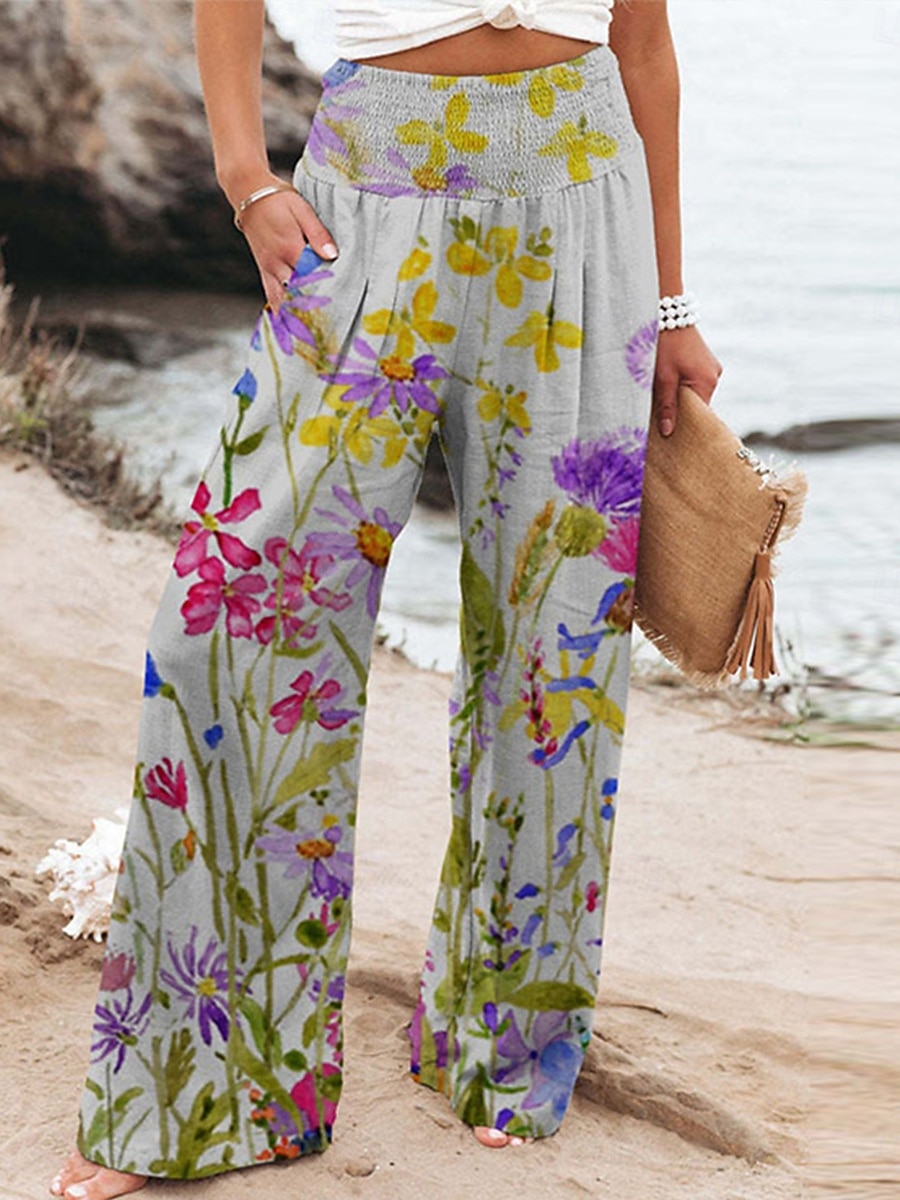 Pentru femei Obraznic chinez Vacanță Epocă Modă Lungime totală Talie Înaltă Floral Buzunar Curea elastică Confortabil Απαλό Comfortabil Micro-elastic În aer liber Vacanță Magenta Albastru ou de 2025 - $20.99 –P2