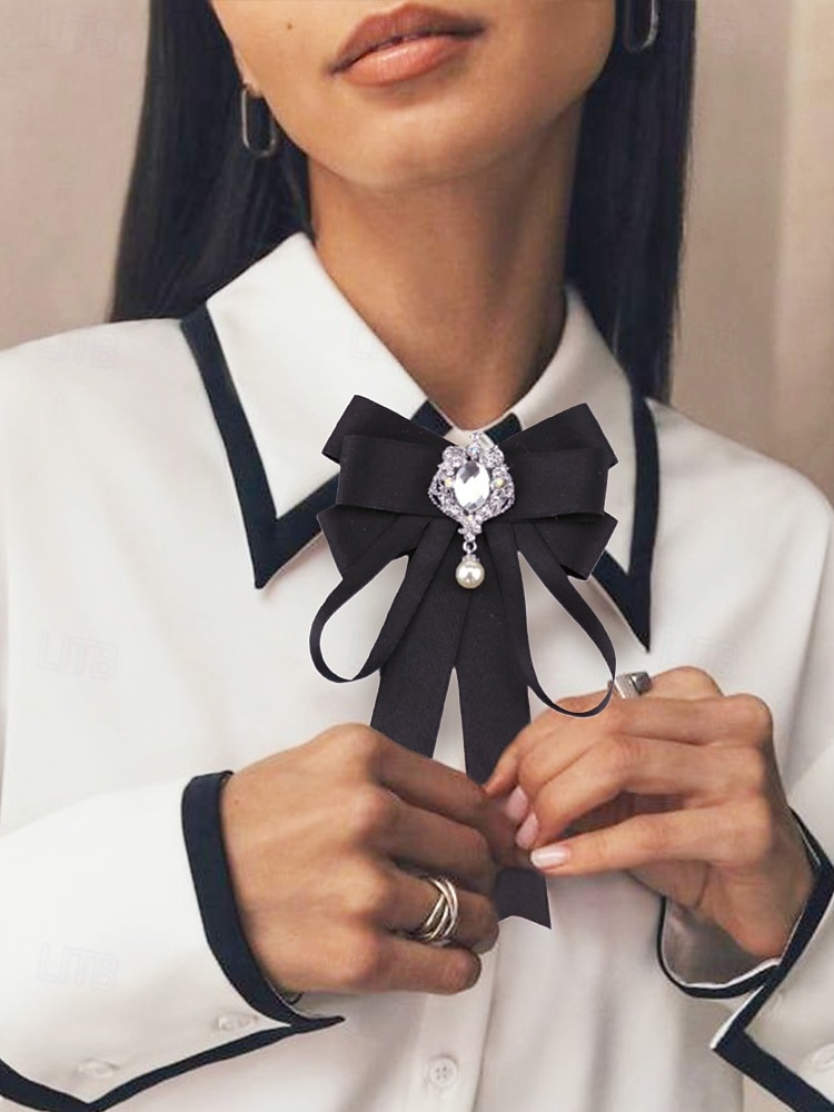 gravata borboleta elegante bordô com pingente de joia – acessório feminino estilo vitoriano para eventos formais, casamentos e cosplay de 2025 por $11.99 –P1