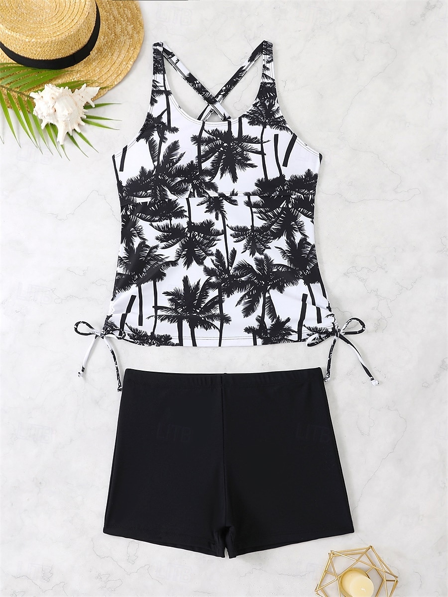 Dames Zwemkleding Bikini 2 stuks Jongen been Zwempak Blote rug Slank Vakantie Strand Kleding Grafisch U-hals Mouwloos Badpakken 2025 - $27.99 –P3