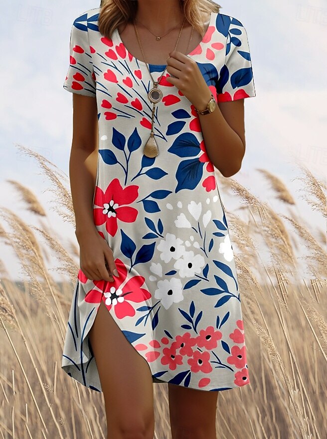Női Mini Ruha Kicsi Ruha Póló Ruha Tee Ruha Szundress A Vonalú Ruha Elegáns Vintage Divatos Vakáció Kényelmes Napi Rendszeres Illeszkedés Virágminta Grafika Rövid Ujjú Kerek Nyakú Rózsaszín Nyár 2025 - $23.99 –P1