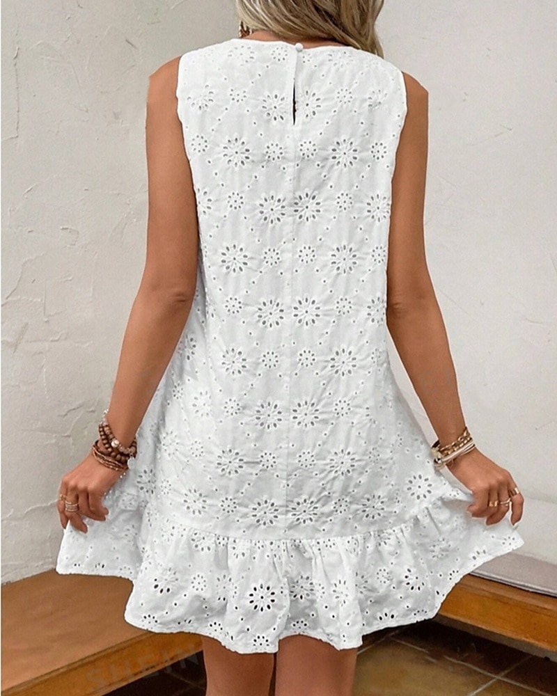 Per donna Mini Abito Abiti ispirati al lino Abito Bianco Vestito Casual Abito in cotone e lino Elegante Casual Vacanza Quotidiano Data Vestibilità regolare Semplice Senza Maniche Girocollo Bianco del 2025 a $26.99 –P4