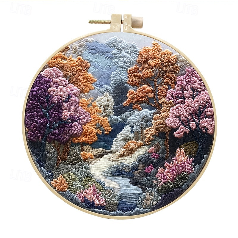 Embroidery Kit for Beginners,Cross Stitch Needlepoint Kits for Adults Starter Easy Snowy Mountain Pattern Fabric Hand Crafts,Hoops,Needle,Women DIY Hanging Plants,Sewing Hobby 2025 - $6.49 –P5