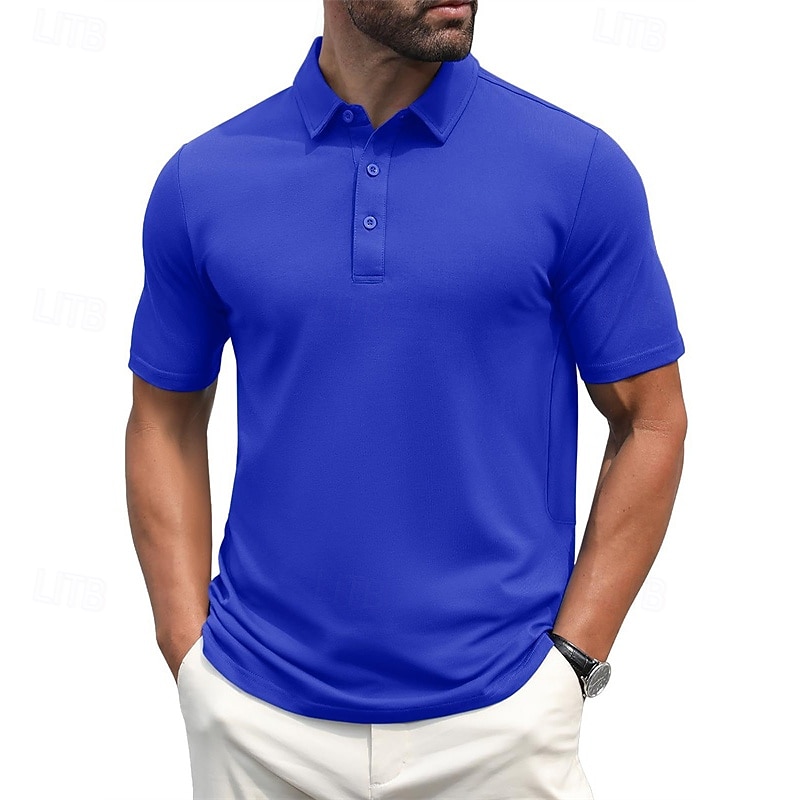 Herren Golfhemd Golf Poloshirts Arbeit Casual Kargen Kurzarm Basic Modern Glatt Knopf Frühling Sommer Regular Fit Hellgelb Wein Pfauenblau Dunkelgrau Schwarz Weiß Golfhemd 2025 - $17.99 –P7