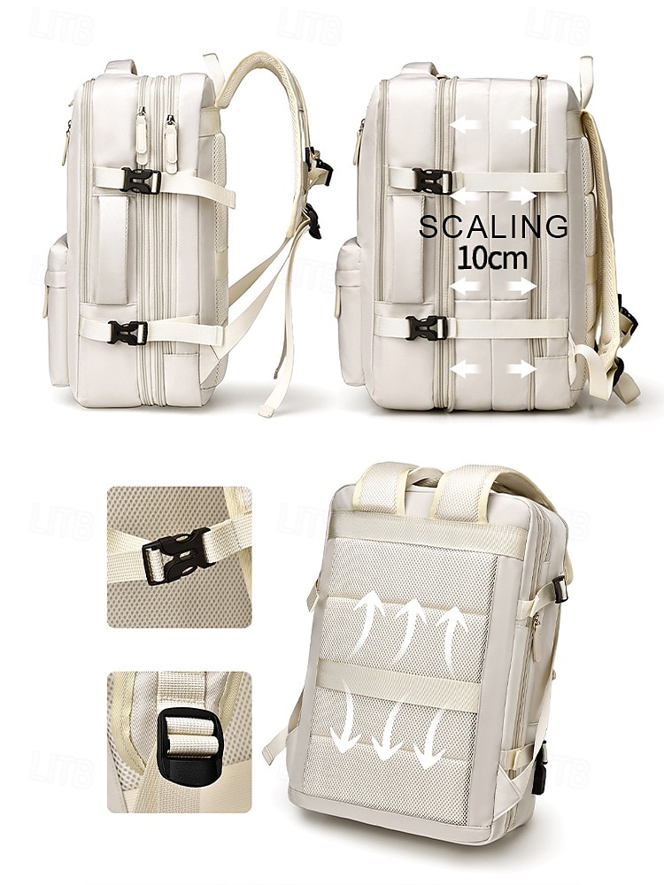 Mochila para portátil expandible, resistente al agua y de gran capacidad: elegante diseño con múltiples bolsillos para hombres y mujeres, perfecta para viajar, trabajar o estudiar. Negro, rosa y verde 2025 - $36.99 -P4