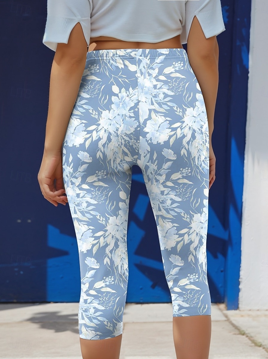 Kvinno leggings capribyxor 3D-print hög elasticitet mode streetwear hel längd hög midja blommönster termisk varm andningsbar mjuk utomhus daglig rosa blå lila grön höst vinter regular fit 2025 - $18.99 –P3