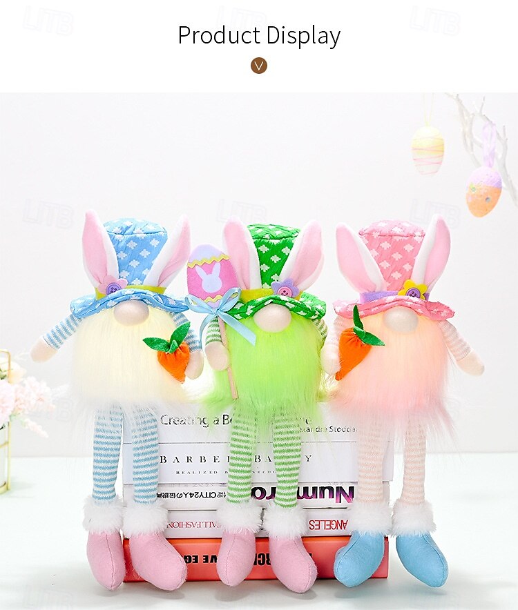1 Pc Easter Long Leg Rabbit with Light, Faceless Child, Dwarf Doll, Carrot Resurrection Egg, Easter Indoor Party, Restaurant Atmosphere Decoration 2025 - $14.99 –P20