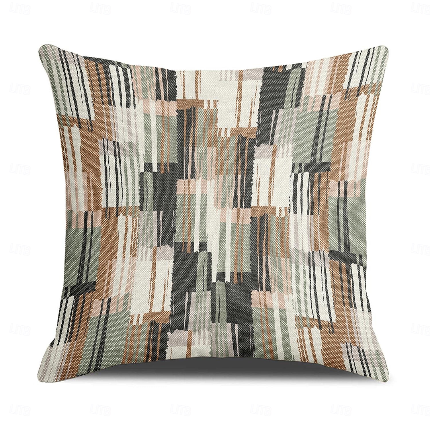 Housse de coussin décorative géométrique 1 pièce, housse de coussin carrée douce pour canapé, chambre à coucher, salon, canapé, chaise, gris, rose, vert de 2025 ? $12.99 –P4