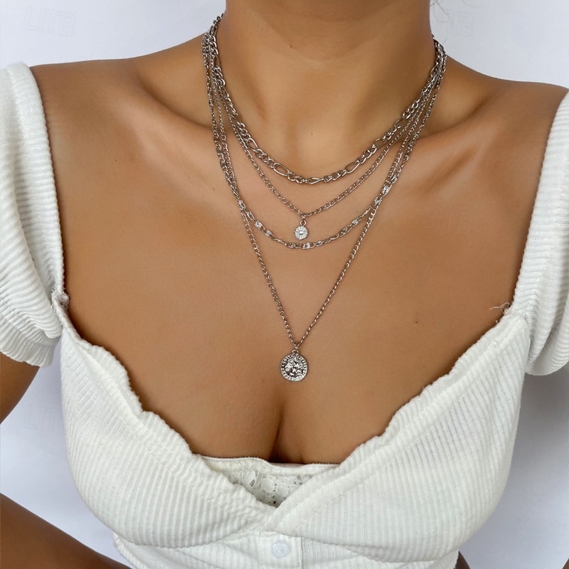 Collares con colgantes Cromo Mujer Elegante Clásico Gargantillas Para Diario 2025 - $7.99 -P1