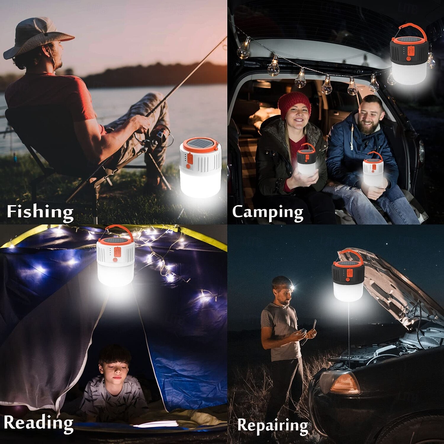 1 Pc Solar Usb charging portable emergency light, portable power bank, waterproof camping light, searchlight 2025 - $16.49 –P7