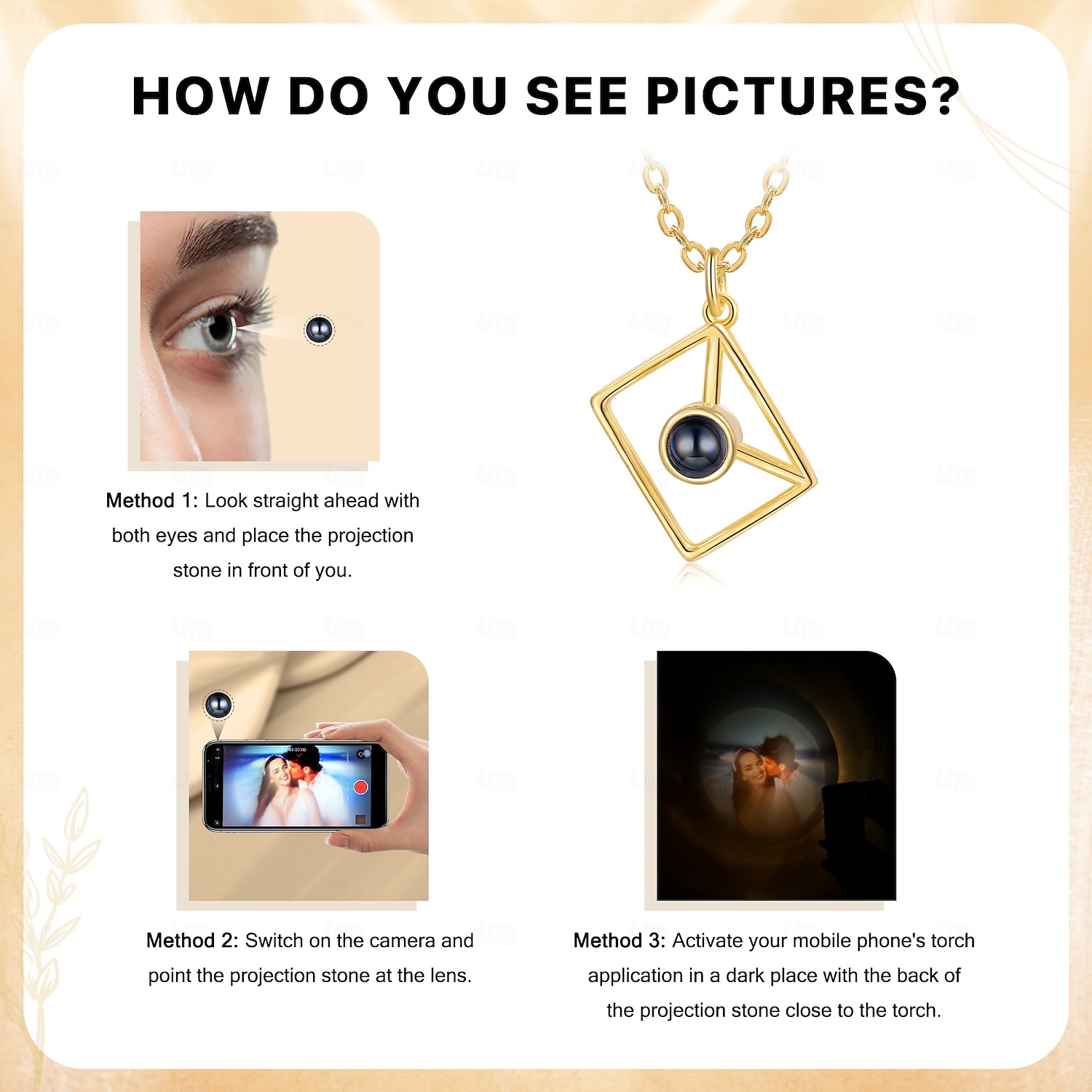 Colar de Projeção de Foto Personalizado - O Melhor Presente para Mãe – Pingente em Forma de Envelope com Pedra de Projeção Preta Presente Perfeito de Casamento ou Ocasião Especial de 2025 por $29.99 –P2