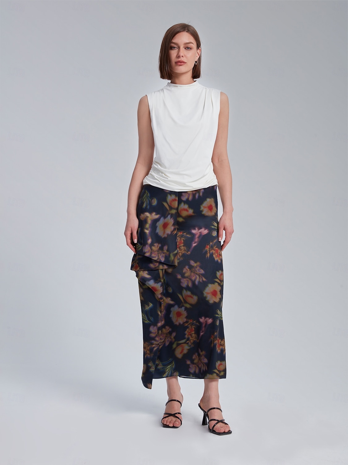 Per donna Tinta unica Vacanza Ufficio Lavoro Senza maniche Nero Bianco Arricciato A lupetto Senza Maniche Elegante Casual Quotidiano Collo Alto Estate Primavera del 2025 a $4.99 –P1