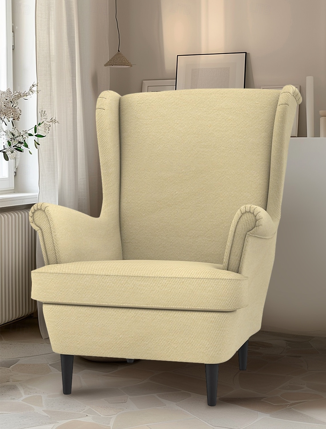 Husă pentru fotoliu cu spătar înalt 100% bumbac culoare solidă cu captușeală 2025 - $82.99 –P3
