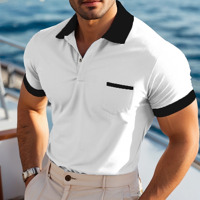 Men's Golf Shirt Pique Polo Shirt Casual Holiday Lapel Short Sleeve Vacation Fashion Plain Classic Summer Spring Regular Fit White Golf Shirt 2026 - $13.49 –P8
