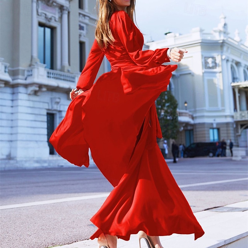 Damskie Sukienka maxi Sukienka rozkloszowana Sukienki w stylu boho Elegancki Seksowny Boho Urlop Codzienny Randka Regularny Równina Bez rękawów W serek Żółty Czerwony Zielony Lato 2025 - $24.99 –P1