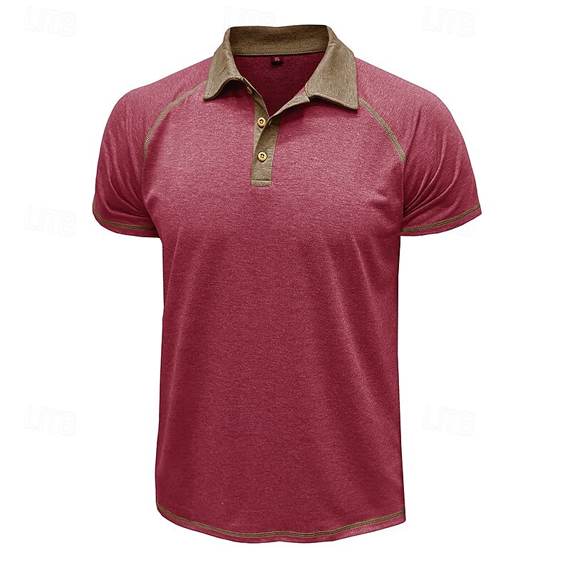 Men's Polo Business Polo Business Casual Lapel Classic Short Sleeve Color Block Embroidered Buttons Summer Spring &  Fall Lake blue Retro Red Dark Gray Black Navy Blue Khaki Polo 2025 - $20.99 –P6