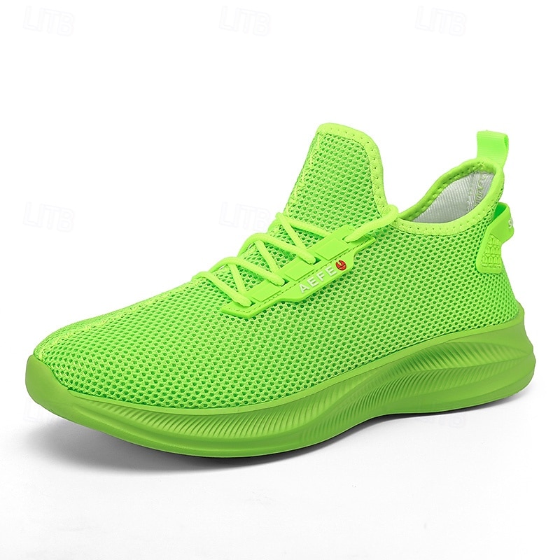 Zapatillas de running de malla verde neón para hombre: zapatillas ligeras y transpirables para deportes, gimnasio y ropa informal 2026 - $34.99 –P1