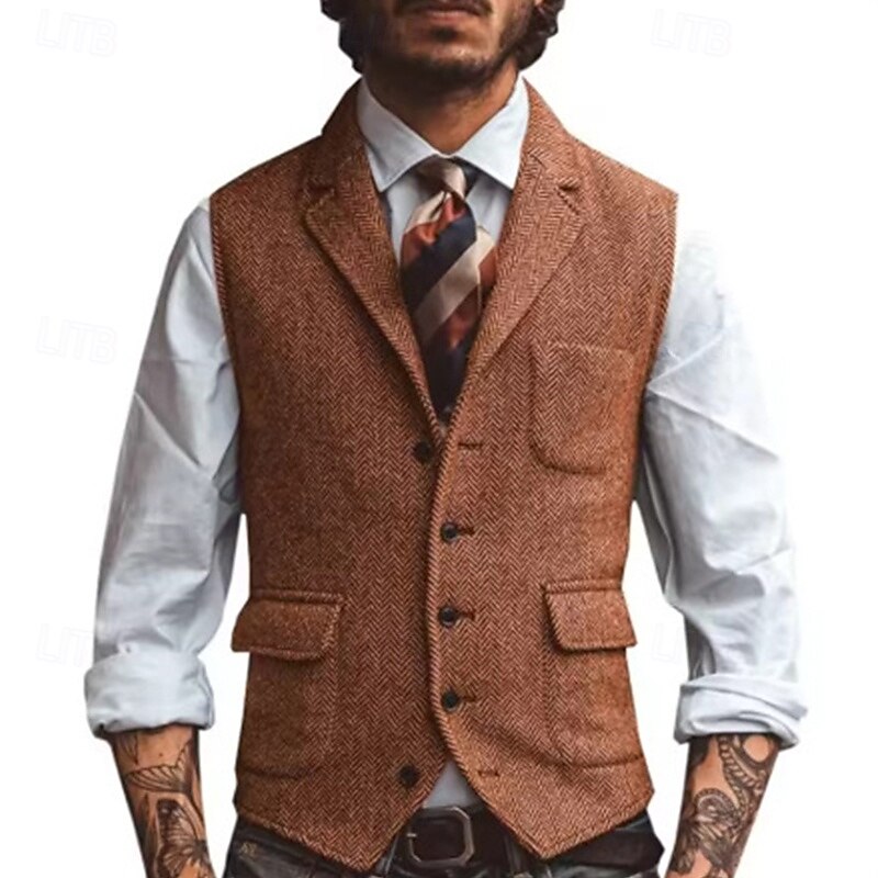 בגדי ריקוד גברים וסט Gilet חופשה יומי פגישה (דייט) אופנתי יום יומי קיץ & אביב כפתורים כיס פוליאסטר נוח אחיד חזה יחיד כפתור יחיד דש רגיל כסף חום כהה שחור שמפניה אֵפוֹד 2025 - $35.99 –P11