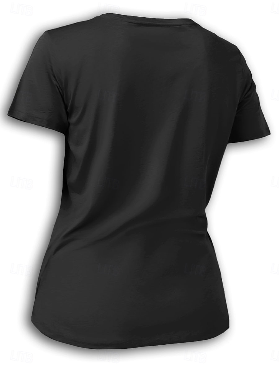 Pentru femei Tricou Cămașă din bumbac Scrisă Casual Manșon scurt Rotund Topuri obișnuite Zilnic Imprimeu Negru Albastru piscină Vară 2025 - $19.99 –P3