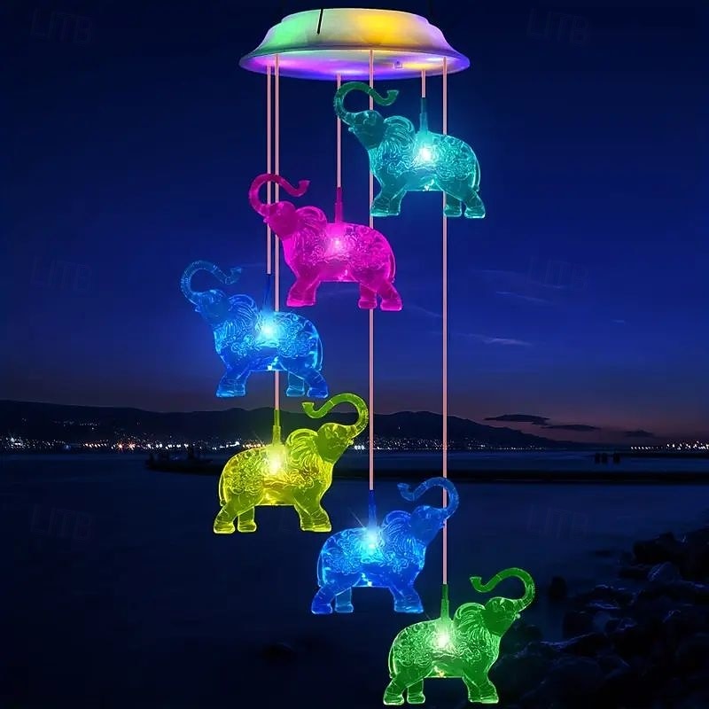 solenergi vindklokker led utendørs strenglys 6led flerfarget engel kolibri ugle sommerfugl form eventyrlys 2026 - $20.99 –P5