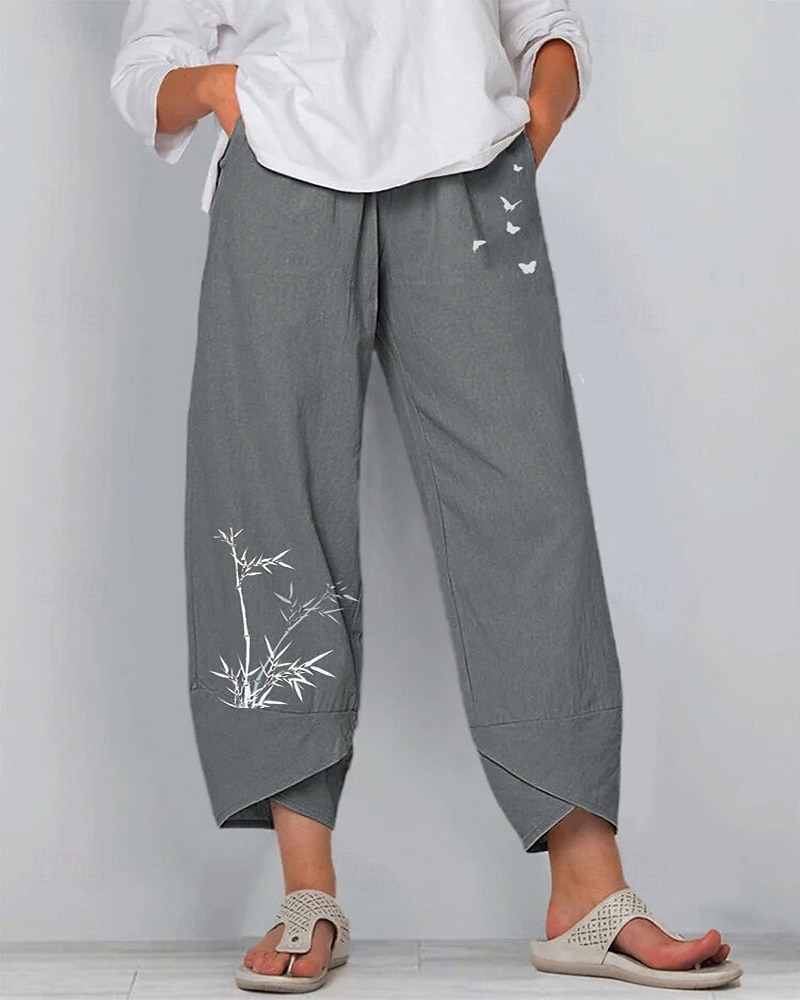 Damen Hose aus Baumwollleinen Hosen Hose Leicht Lässig Knöchellang Niedrige Leibhöhe Grafikdrucke Tasche Atmungsaktivität Bequem Unelastisch Alltagstauglich Wochenende Marinenblau Schwarz aschgrau 2025 - $16.99 –P1