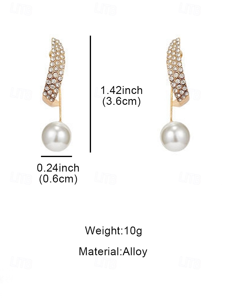 2026年 クリスタルのディテールが施されたエレガントな金メッキのパールイヤリング。女性用のスタイリッシュなドロップイヤリング。結婚式、夜のイベント、フォーマルな機会に最適です。  コレクション – $5.99 –P5