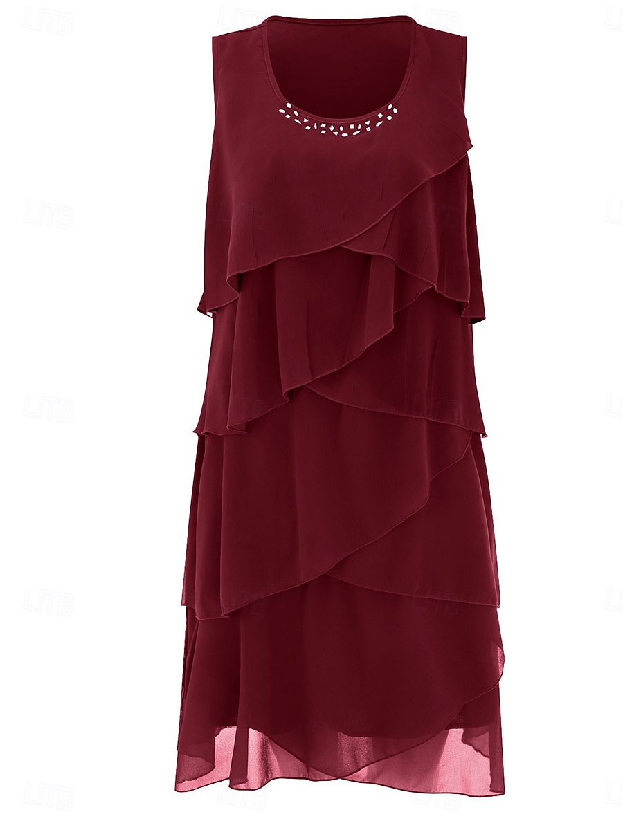 Femme robe longue Robe de Mousseline Elégant mode Vacances du quotidien Ample Plein Sans Manches Col Ras du Cou Rouge bleu marine Vert Kaki Eté Printemps de 2025 ? $35.99 -P7