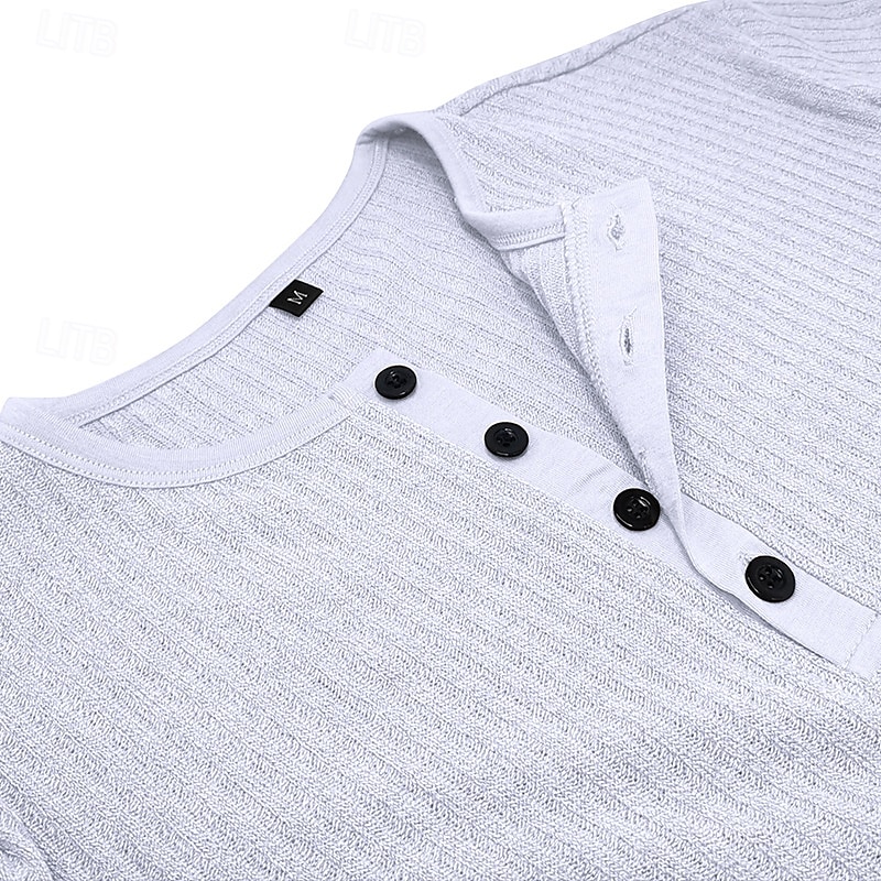 Men's Henley Shirt Muscle Shirt Ribbed Knit tee Tee Top Short Sleeves Plain Fashion Designer Basic Henley Vacation Street Going out Summer Dark Green Henley T-Shirt 2026 - $22.99 –P4