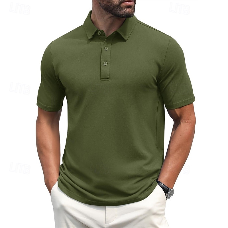Herren Golfhemd Golf Poloshirts Arbeit Casual Kargen Kurzarm Basic Modern Glatt Knopf Frühling Sommer Regular Fit Hellgelb Wein Pfauenblau Dunkelgrau Schwarz Weiß Golfhemd 2025 - $17.99 –P13