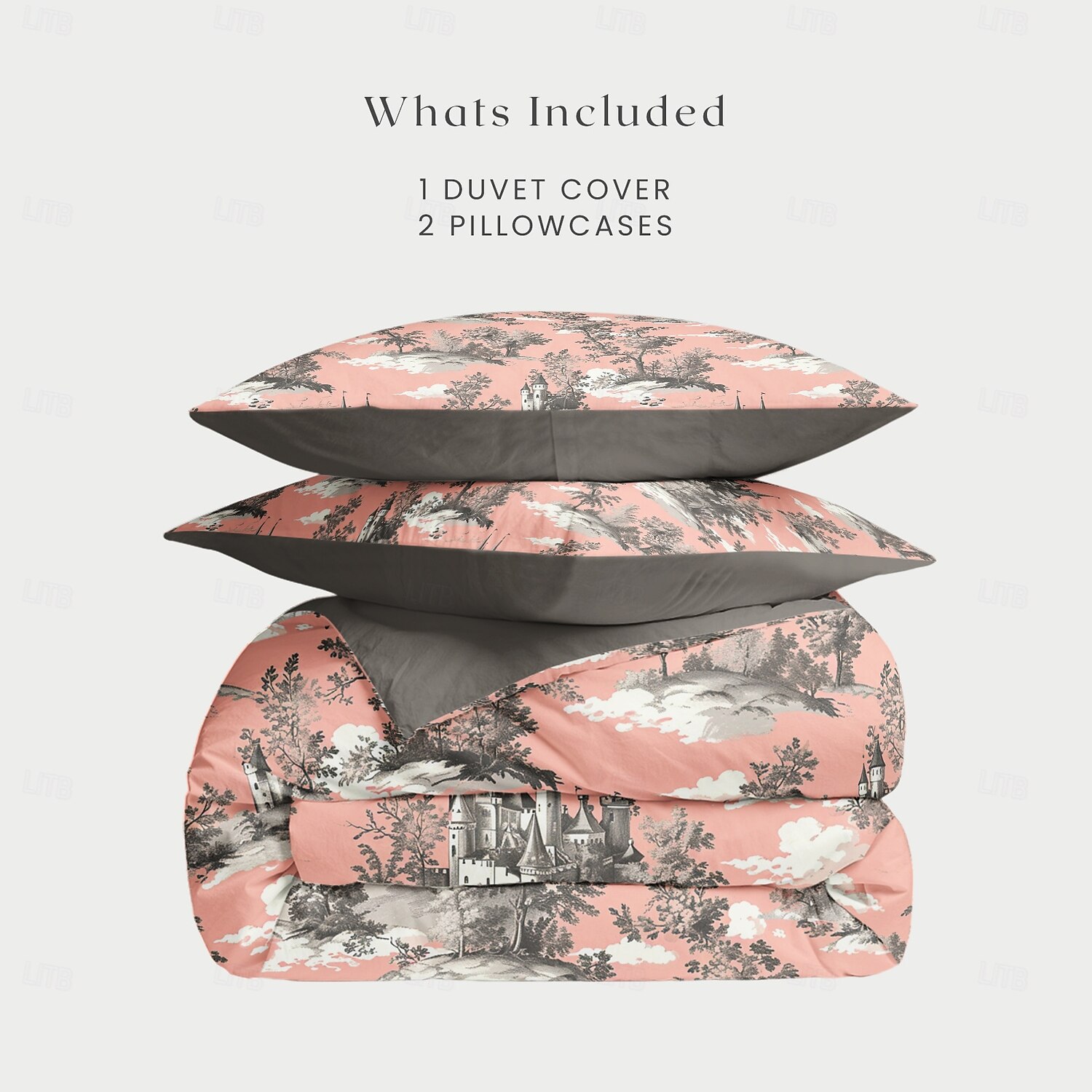 100% bomull påslakan set toile de jouy mönster täcke set mjukt 3-delat lyxigt sängset heminredning present kung drottning full storlek tre delar set 2025 - $60.99 –P1