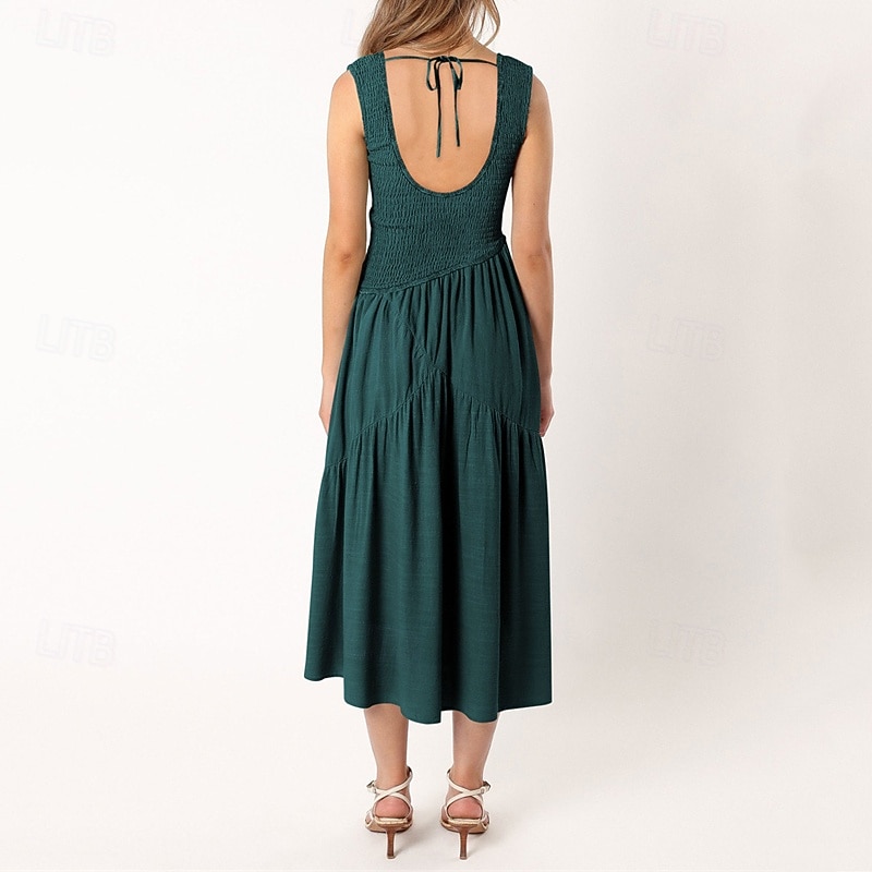 Femmes Robe Midi Robe de remise des diplômes Robe Décontractée Robe trapèze Robe d'été Élégant Occasionnel Vacances Quotidien Date Coupe régulière Uni Sans manches Col Rond Noir Blanche Vert Claire de 2025 ? $29.99 –P8