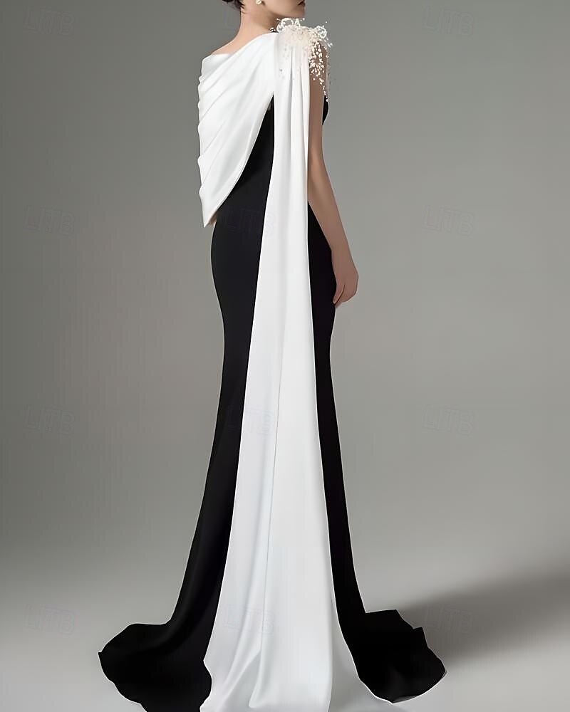 Trompete / Meerjungfrau Abendkleider Elegant Kleid Formal Hochzeit Bodenlanger Rock Ärmellos Schulterfrei Stretch-Krepp mit Plissee 2025 2025 - $198.99 –P3