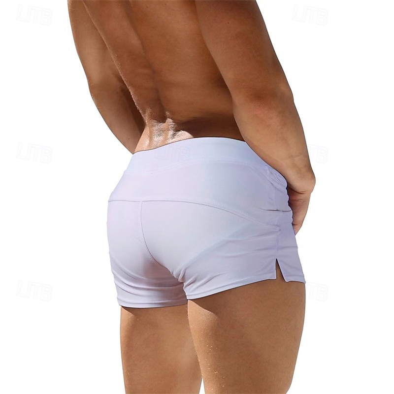 Herr Badshorts Snabb tork Bekväm Andningsfunktion Badkläder Underdelar Snörning Surfing Strand Vattensport Simmning Solid färg Sommar 2025 - $12.99 –P8