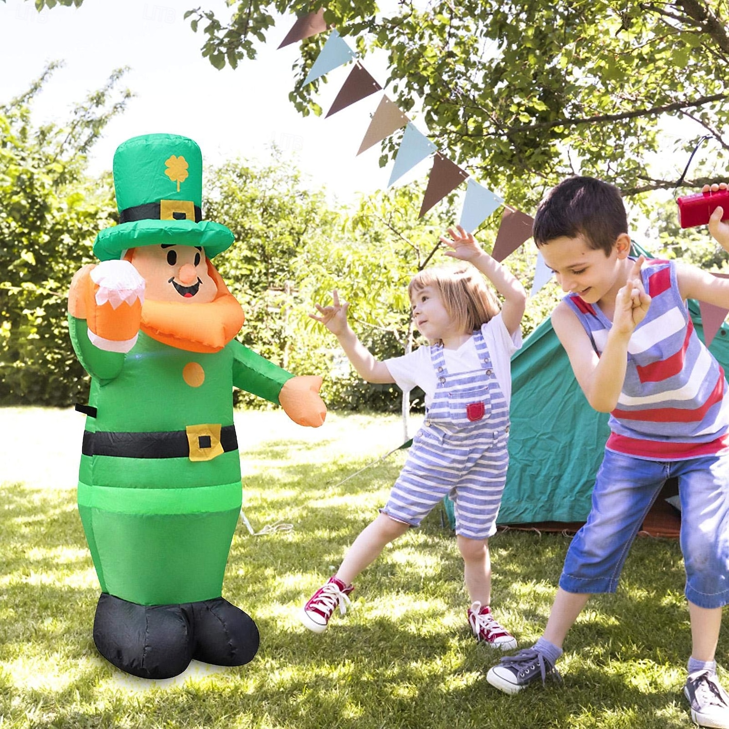 Modelo inflable de aire del día de San Patricio con luz LED - Elfo irlandés de 3,5 pies para decoración de ambiente festivo de patio interior/exterior 1 pieza 2026 - $82.99 –P3