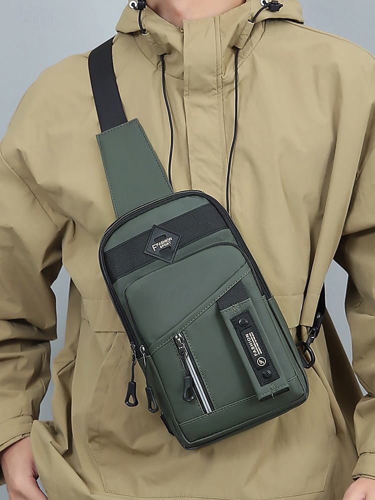 Men's Waterproof Chest Bag and Crossbody Sling Bag – Durable Multi-Pocket Design for Outdoor Travel, Sports and Daily Use Color Black Army Green Dark Blue 2025 - $14.99 –P2