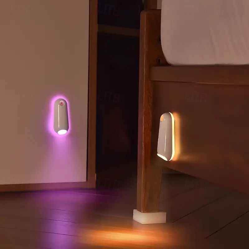 led smart bevegelsessensor nattlys 8 farger usb oppladbart toalettsetelys for hjemme soverom gang wc belysning dekorasjon 1/2 stk 2025 - $19.49 –P7