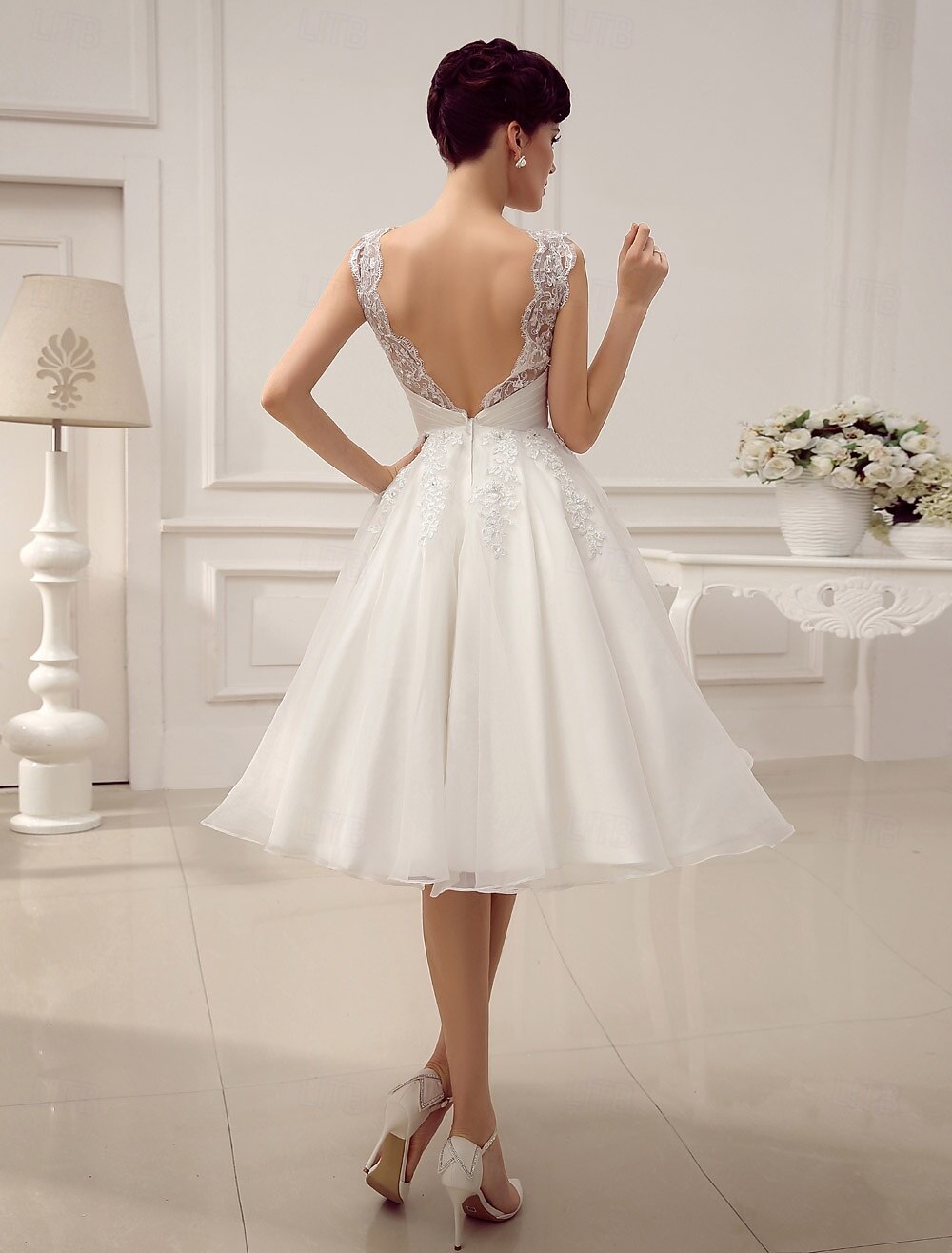 little white dress bridal and formal Engagement Shower Dresses Wedding Dresses A-Line Illusion Neck Sweetheart Sleeveless Knee Length Satin Bridal Gowns With Ruched Appliques 2026 dark green bridesmaid dress